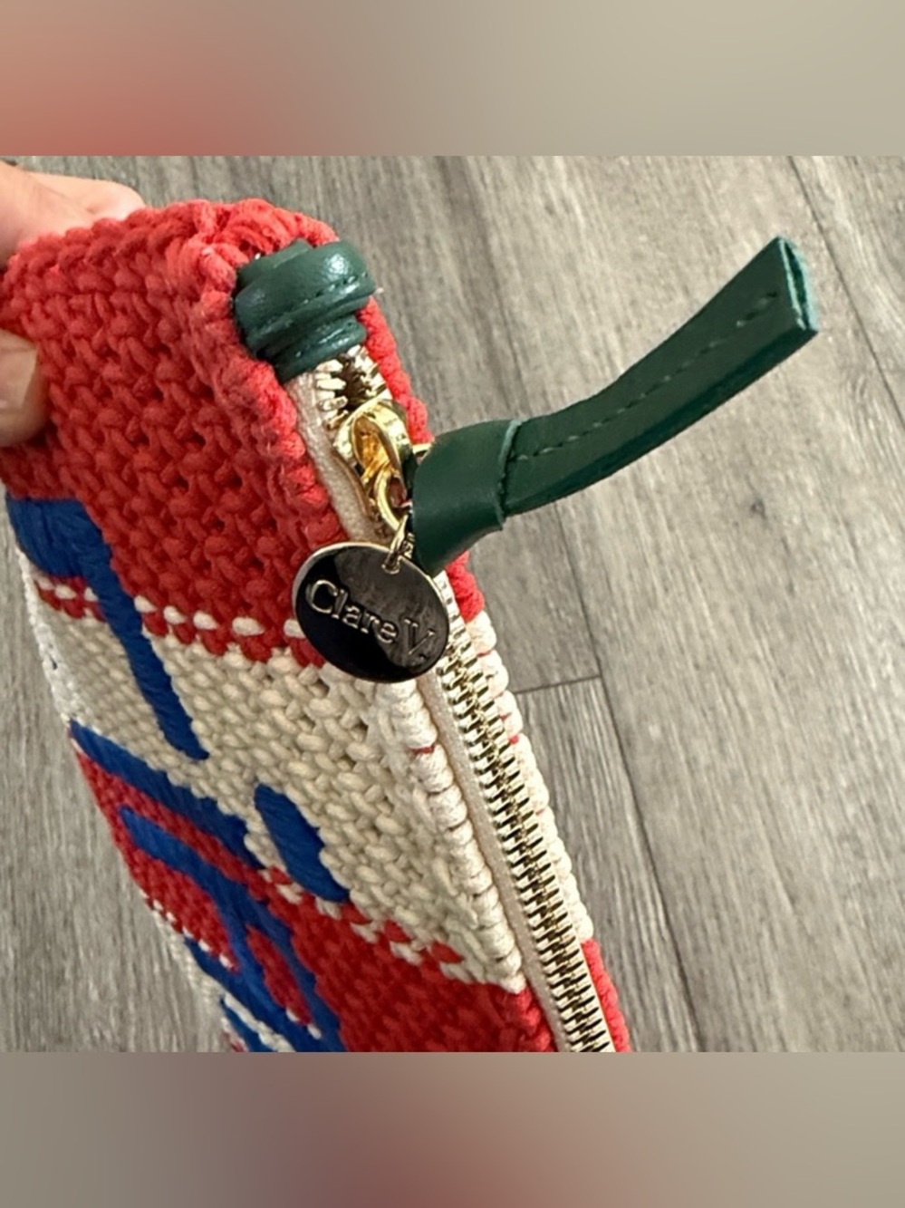 Clare V Ciao Crochet Clutch Cream Poppy Stripe NWT Sold Out - Picture 8 of 10